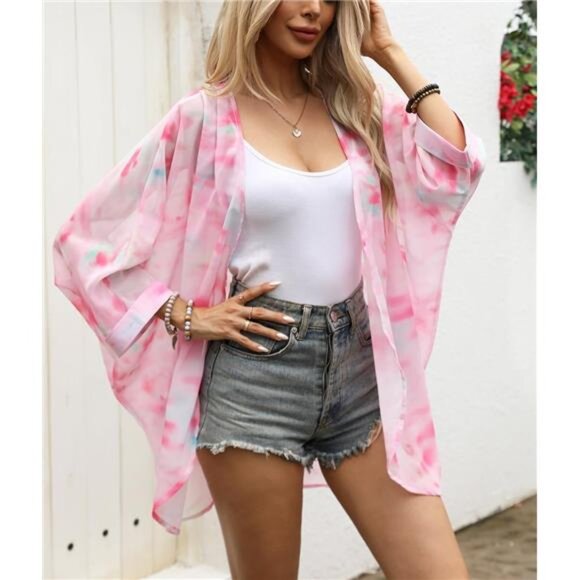 Kimono Cardigan Cape 3/4 Bat Sleeve - Picture 2 of 7